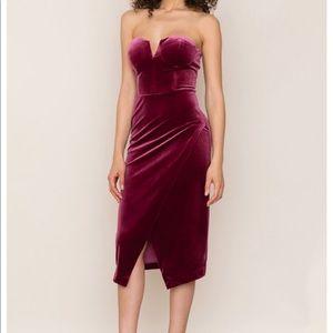 Yumi Kim Velour Allure strapless maroon dress